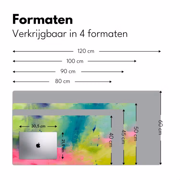 Abstract - Kleuren - Modern - Groen - Roze Muismat XXL klein -sfeer5