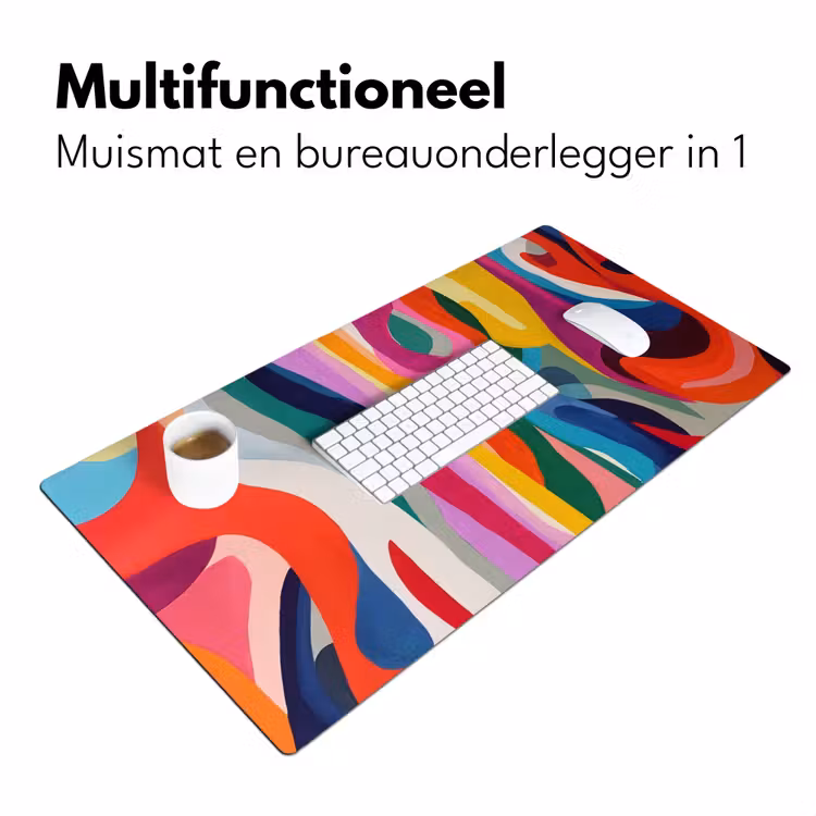 Abstract - Kleurrijk - Golven - Lijnen Muismat XXL klein -sfeer4