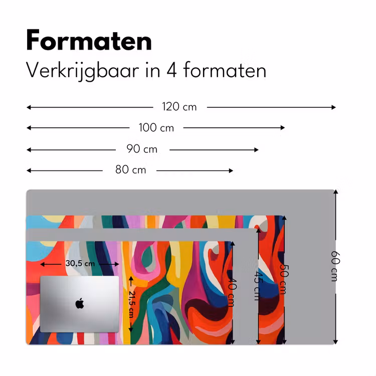 Abstract - Kleurrijk - Golven - Lijnen Muismat XXL klein -sfeer5