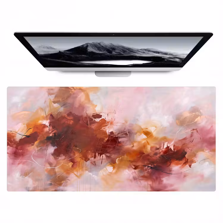 Abstract - Kleurrijk - Kunst - Modern - Roze-Rood Muismat XXL klein -zzz3d
