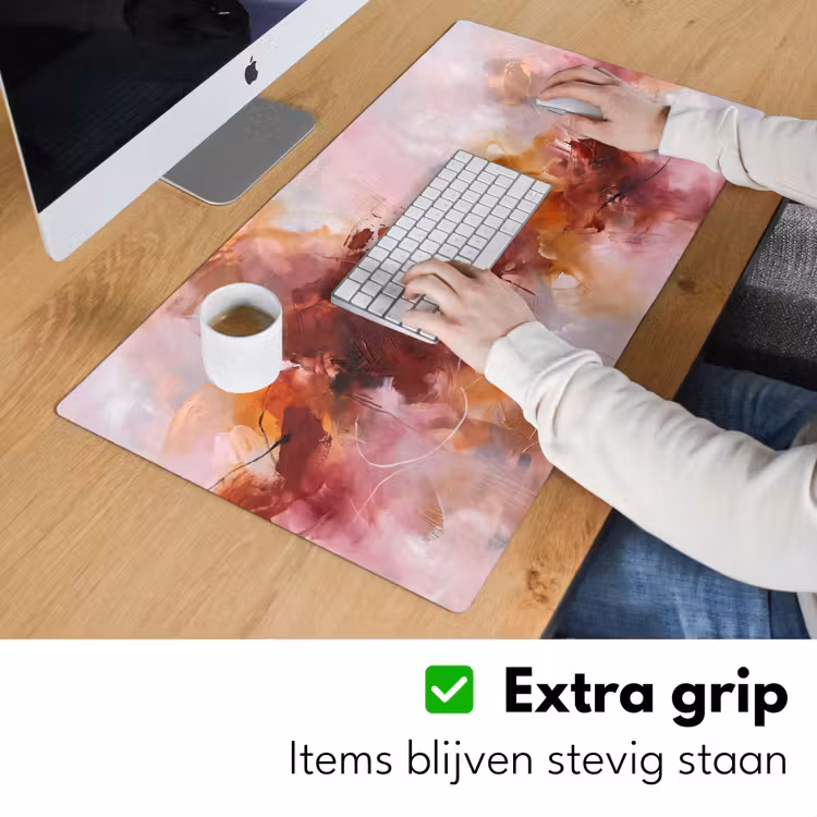 Abstract - Kleurrijk - Kunst - Modern - Roze-Rood Muismat XXL klein -sfeer3