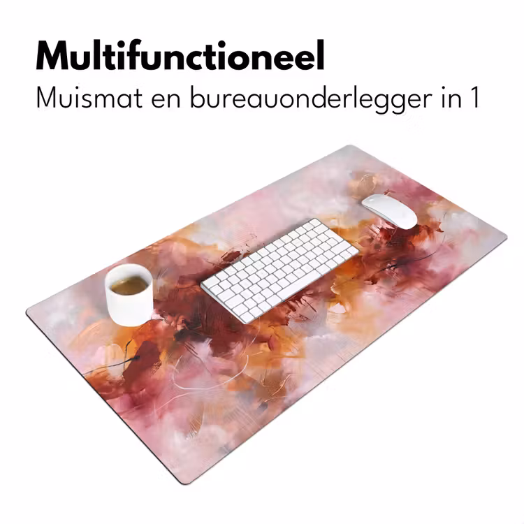 Abstract - Kleurrijk - Kunst - Modern - Roze-Rood Muismat XXL klein -sfeer4