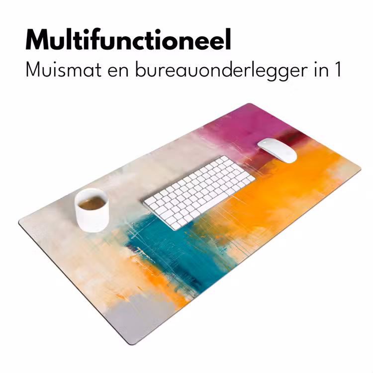 Abstract - Kleurrijk - Modern - Kunst - Oranje Muismat XXL klein -sfeer4