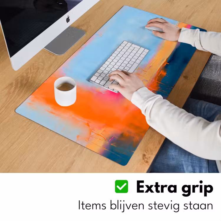 Abstract - Kleurvlakken - Modern - Oranje - Blauw Muismat XXL klein -sfeer3