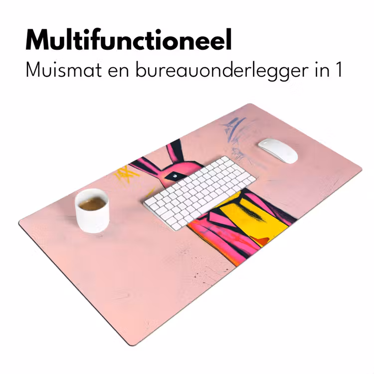 Abstract - Konijn - Sjaal - Geel Muismat XXL klein -sfeer4