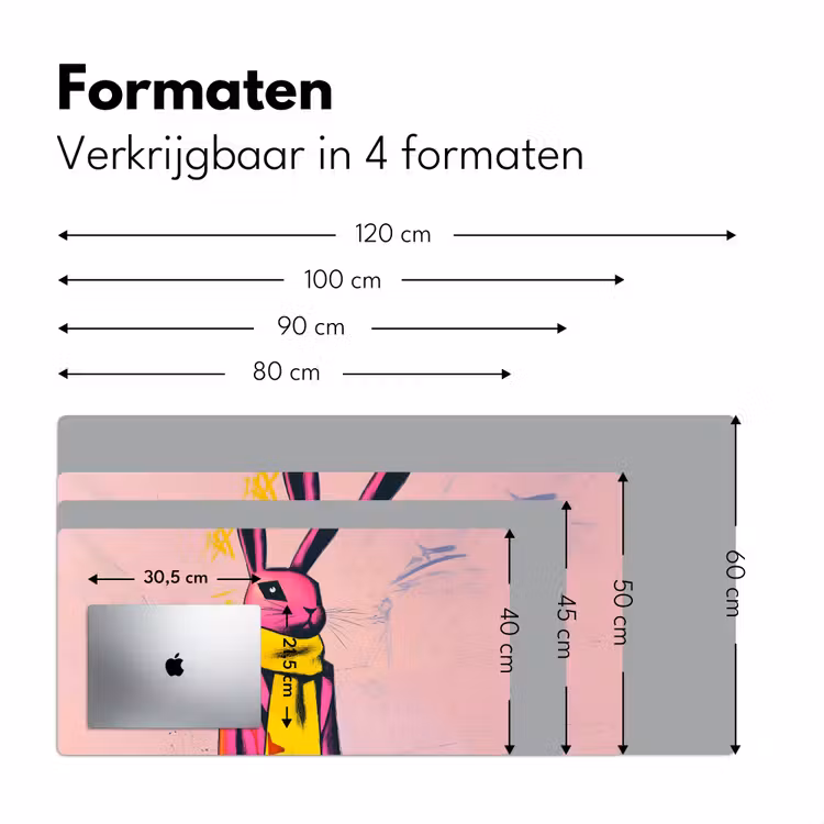 Abstract - Konijn - Sjaal - Geel Muismat XXL klein -sfeer5