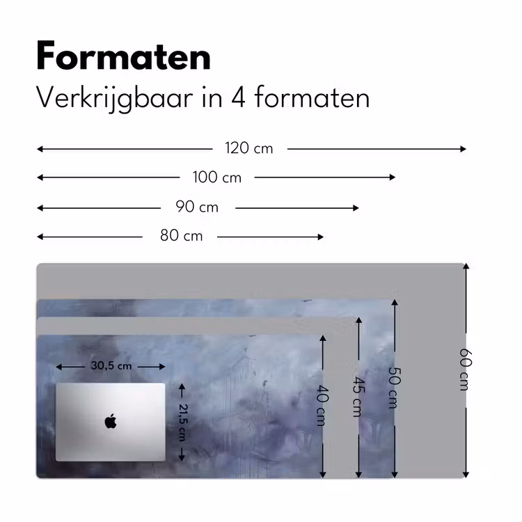 Abstract - Kwaststreken - Modern - Kunst - Grijs Muismat XXL klein -sfeer5