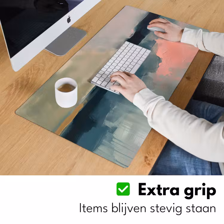 Abstract - Landschap - Kunst - Modern - Groen - Blauw Muismat XXL klein -sfeer3