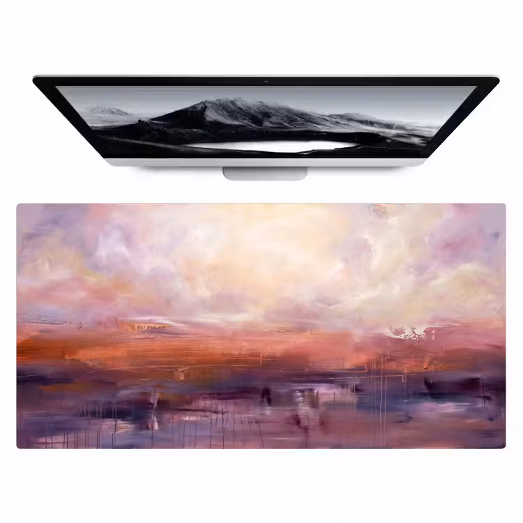 Abstract - Landschap - Modern - Paars - Oranje Muismat XXL klein -zzz3d