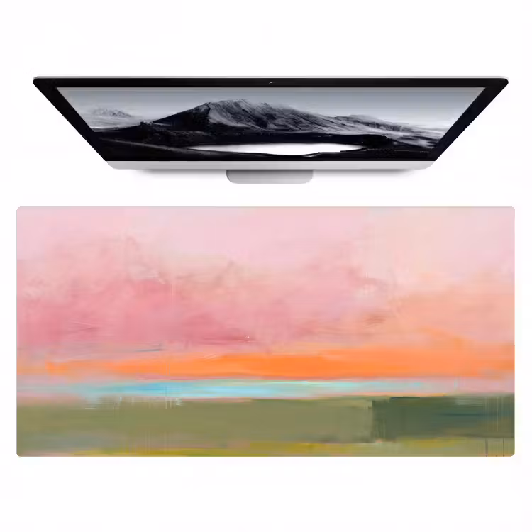 Abstract - Landschap - Modern - Roze - Oranje Muismat XXL klein -zzz3d