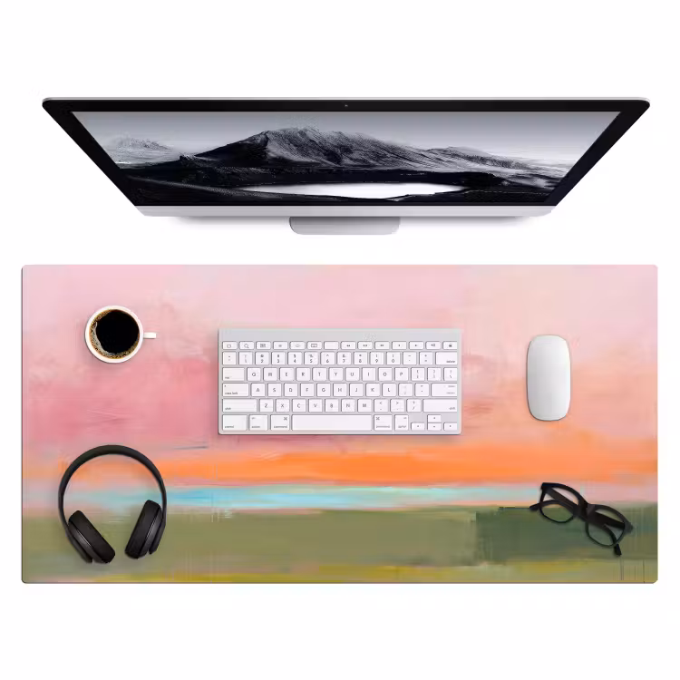 Abstract - Landschap - Modern - Roze - Oranje Muismat XXL klein -3d