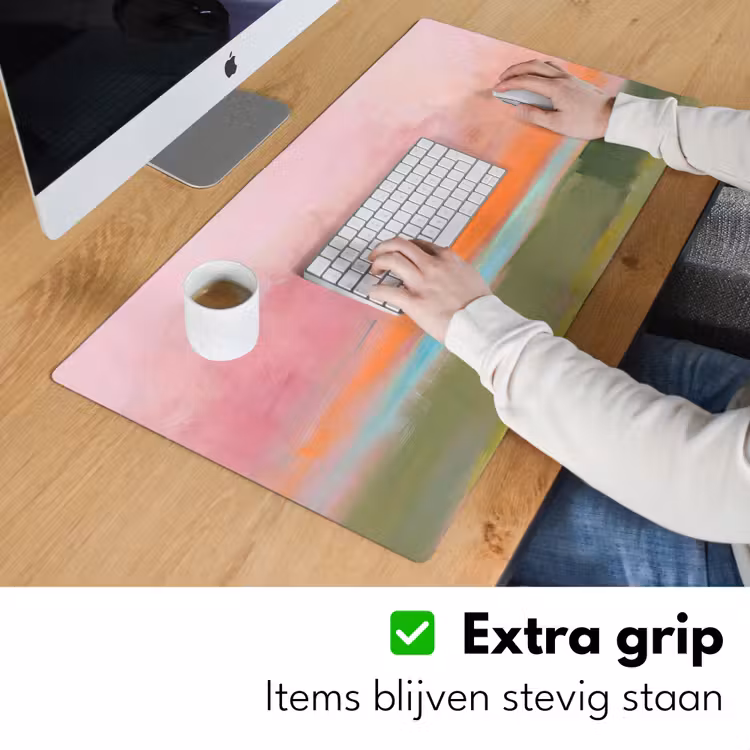 Abstract - Landschap - Modern - Roze - Oranje Muismat XXL klein -sfeer3