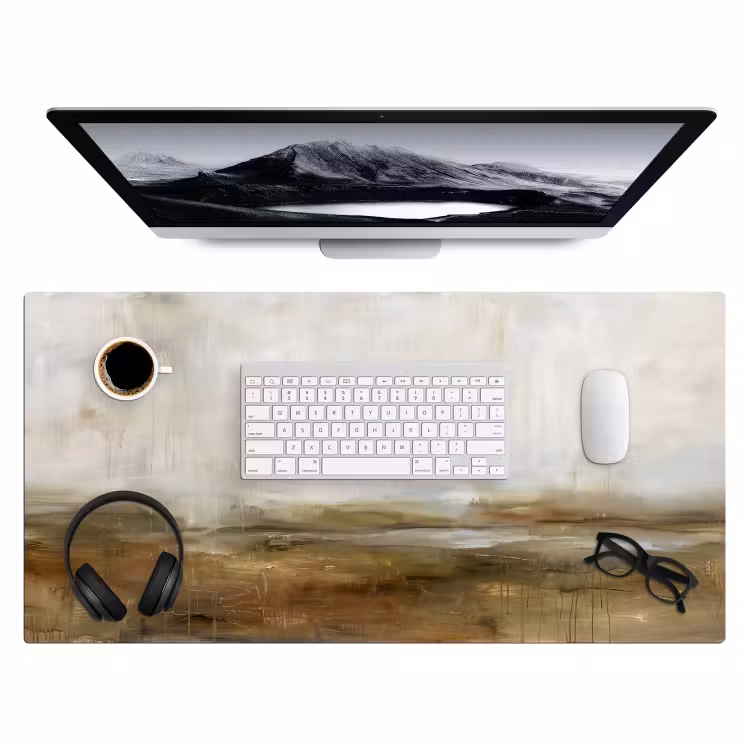 Abstract - Landschap - Natuur - Beige - Bruin Muismat XXL klein -3d