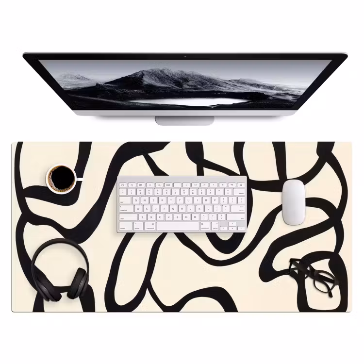 Abstract - Lijnen - Modern - Beige Muismat XXL klein -3d