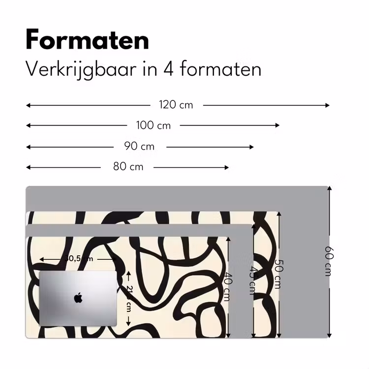 Abstract - Lijnen - Modern - Beige Muismat XXL klein -sfeer5