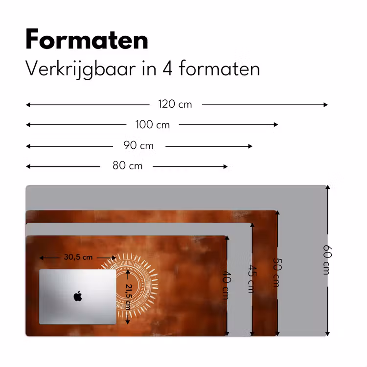 Abstract - Lijnen - Zonnestralen - Roodbruin Muismat XXL klein -sfeer5
