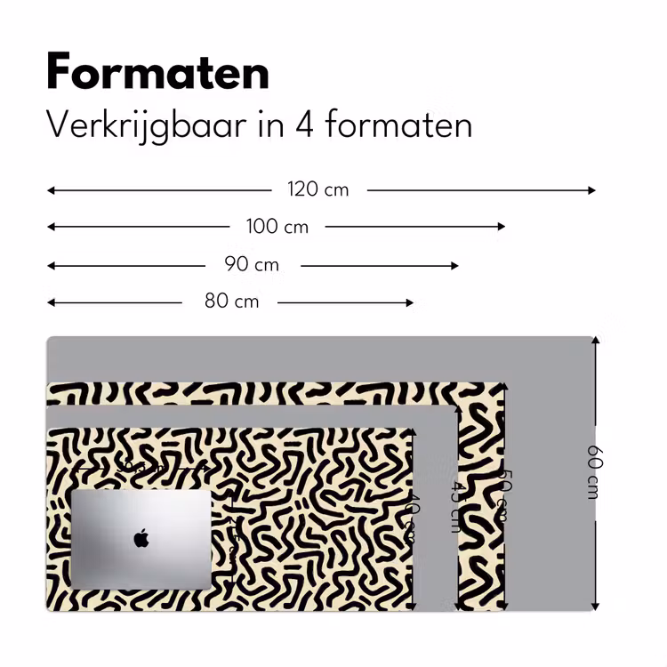 Abstract - Lijnen - Zwart Muismat XXL klein 681 -sfeer5