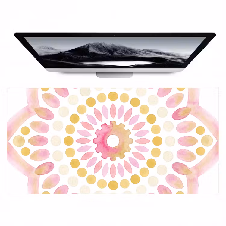 Abstract - Mandala - Kunst - Modern - Roze Muismat XXL klein -zzz3d