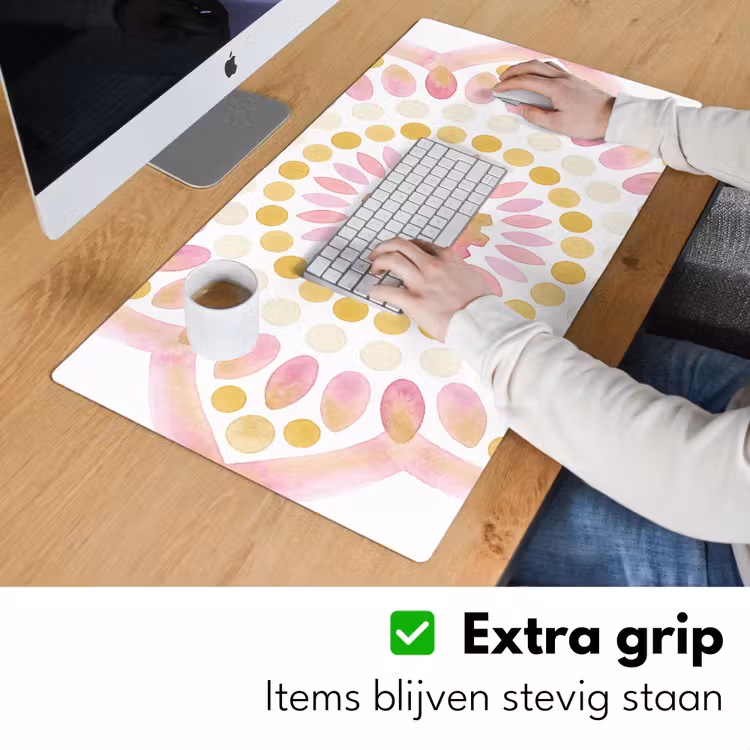 Abstract - Mandala - Kunst - Modern - Roze Muismat XXL klein -sfeer3