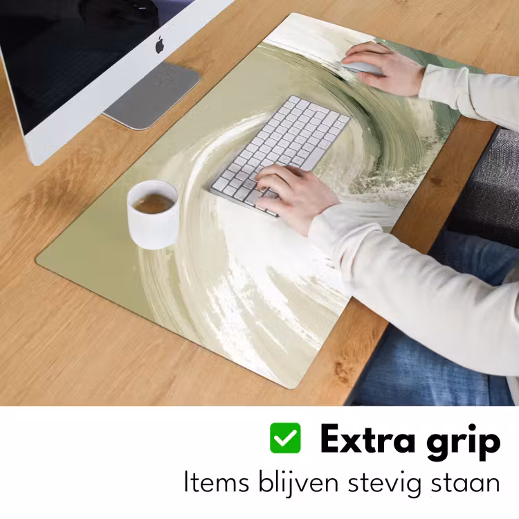 Abstract - Penseelstreken - Golven - Groen Muismat XXL klein -sfeer3