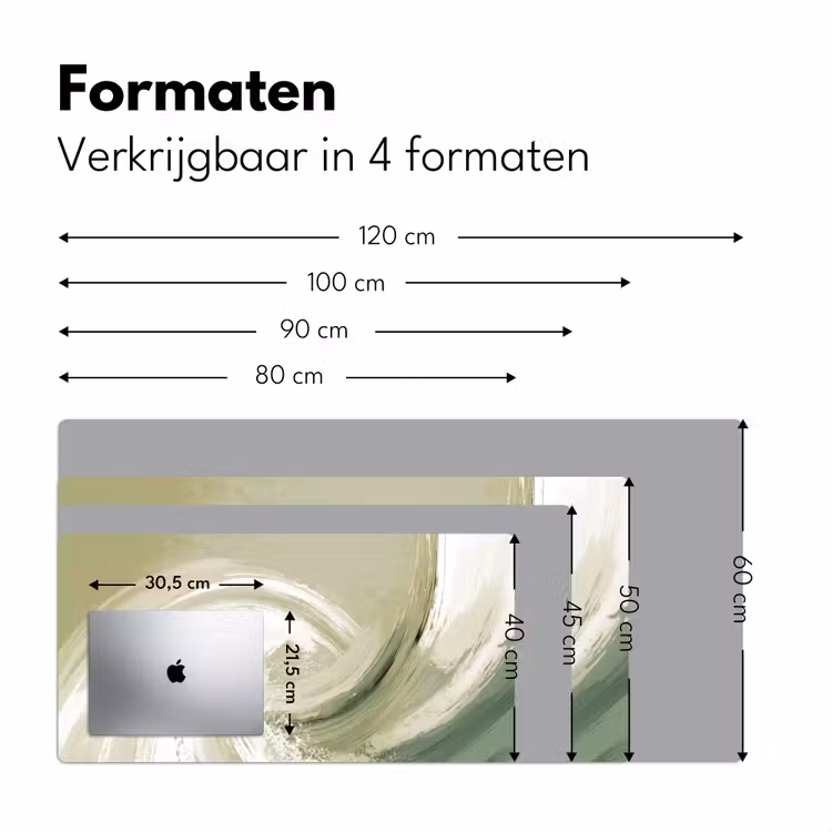 Abstract - Penseelstreken - Golven - Groen Muismat XXL klein -sfeer5