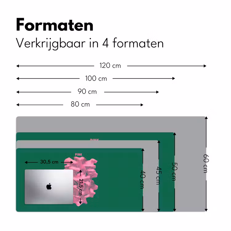 Abstract - Pink - Lijnen - Groen Muismat XXL klein -sfeer5