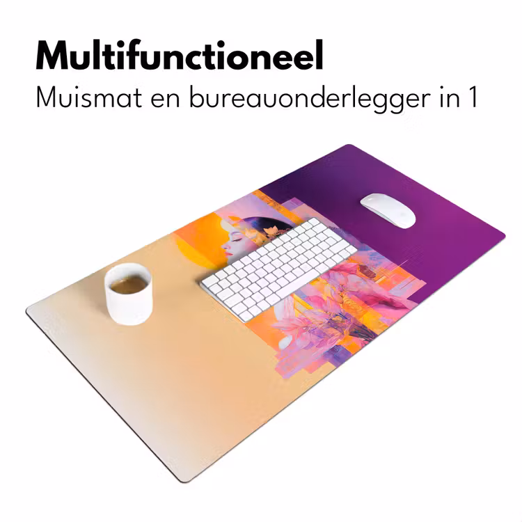 Abstract - Portret - Vrouw - Kleurrijk Muismat XXL klein -sfeer4