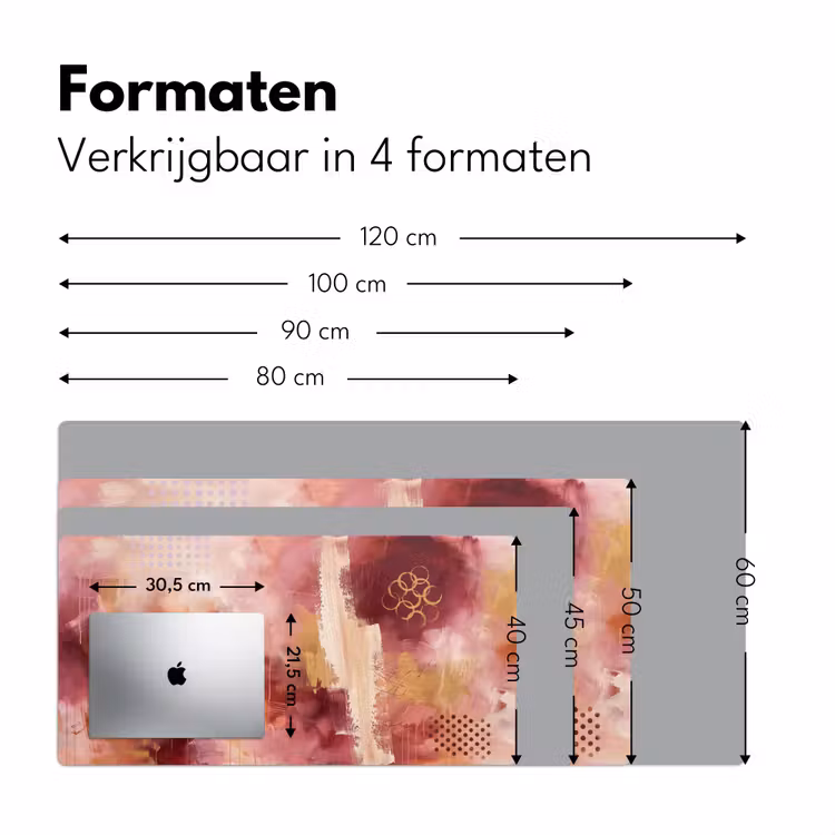 Abstract - Rood - Goud - Modern - Kunst Muismat XXL klein -sfeer5