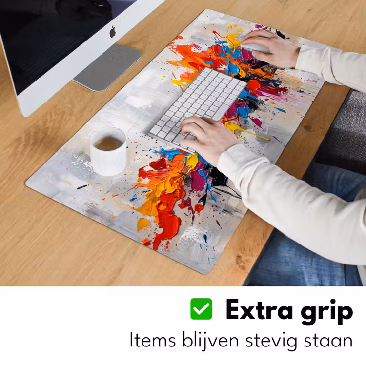 Abstract - Schilderij - Kleurrijk - Dynamisch Muismat XXL klein -sfeer3