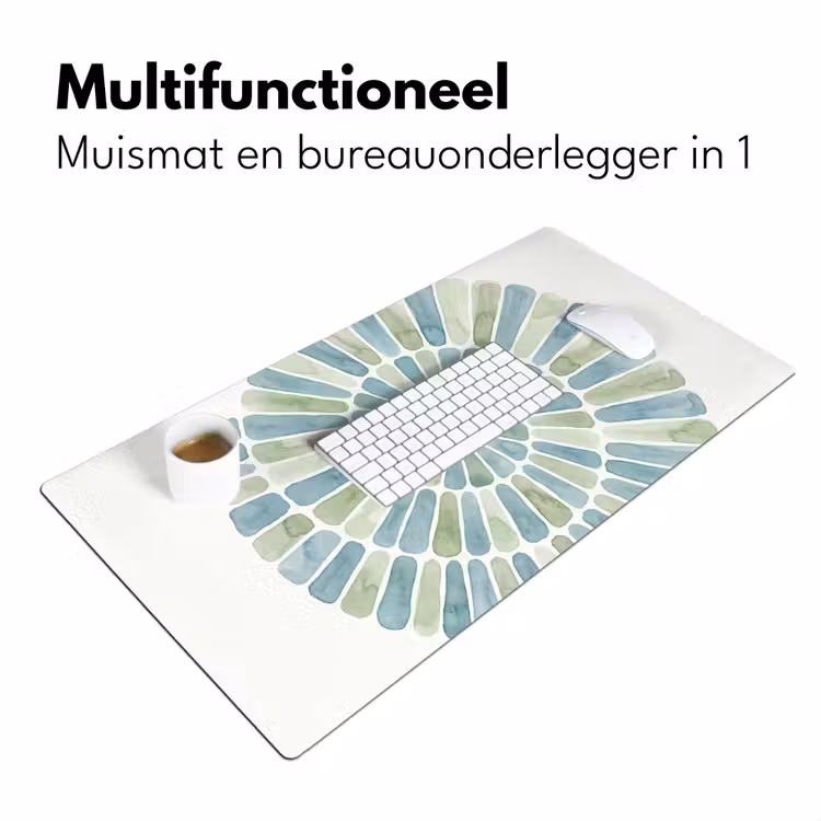 Abstract - Spiraal - Patroon - Modern - Blauw-Groen Muismat XXL klein -sfeer4