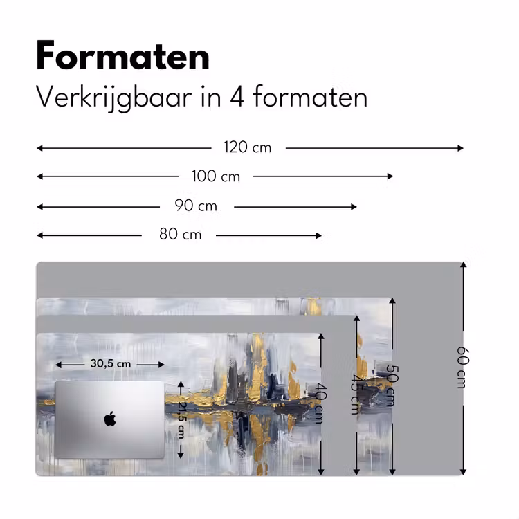 Abstract - Structuur - Goud - Grijs - Modern Muismat XXL klein -sfeer5