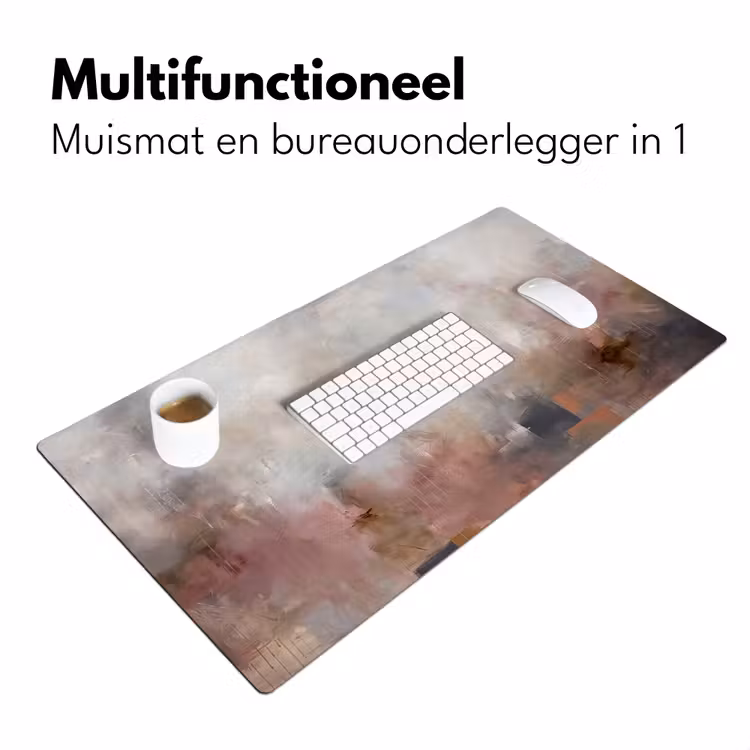 Abstract - Vloeiend - Kunst - Modern - Beige Muismat XXL klein -sfeer4