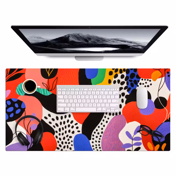 Abstract - Vormen - Kleuren - Stippen Muismat XXL klein -3d