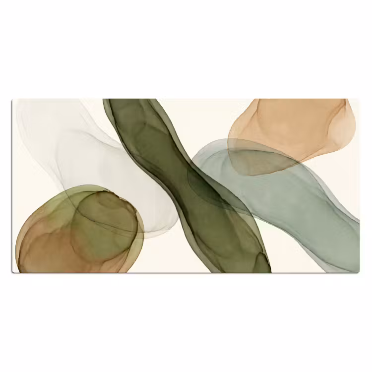 Abstract - Vormen - Modern - Kunst - Groen - Bruin Muismat XXL klein -3d_leeg