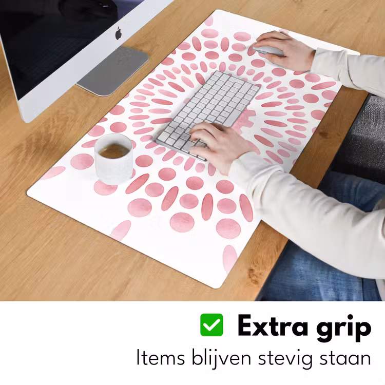 Abstract - Vormen - Patroon - Aquarel - Roze Muismat XXL klein -sfeer3