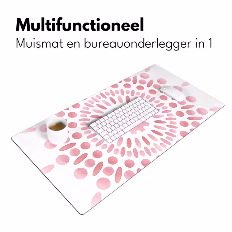 Abstract - Vormen - Patroon - Aquarel - Roze Muismat XXL klein -sfeer4