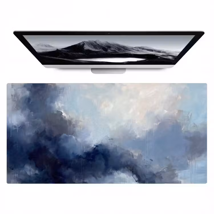 Abstract - Wolken - Modern - Blauw - Kunst Muismat XXL klein -zzz3d