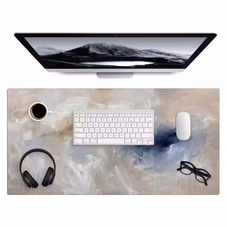 Abstract - Wolken - Sfeer - Modern - Beige Muismat XXL klein -3d