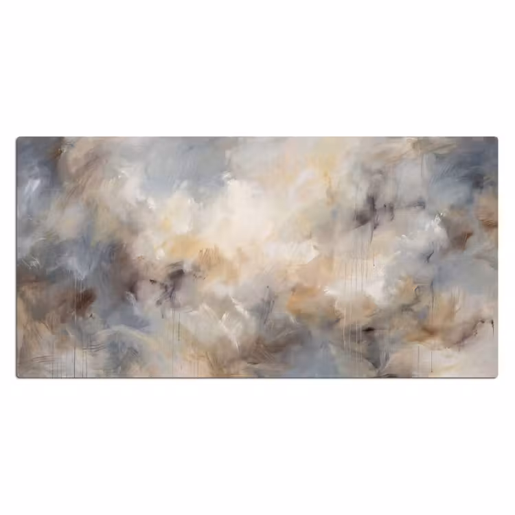 Abstract - Wolken - Sfeervol - Beige - Grijs Muismat XXL klein -3d_leeg