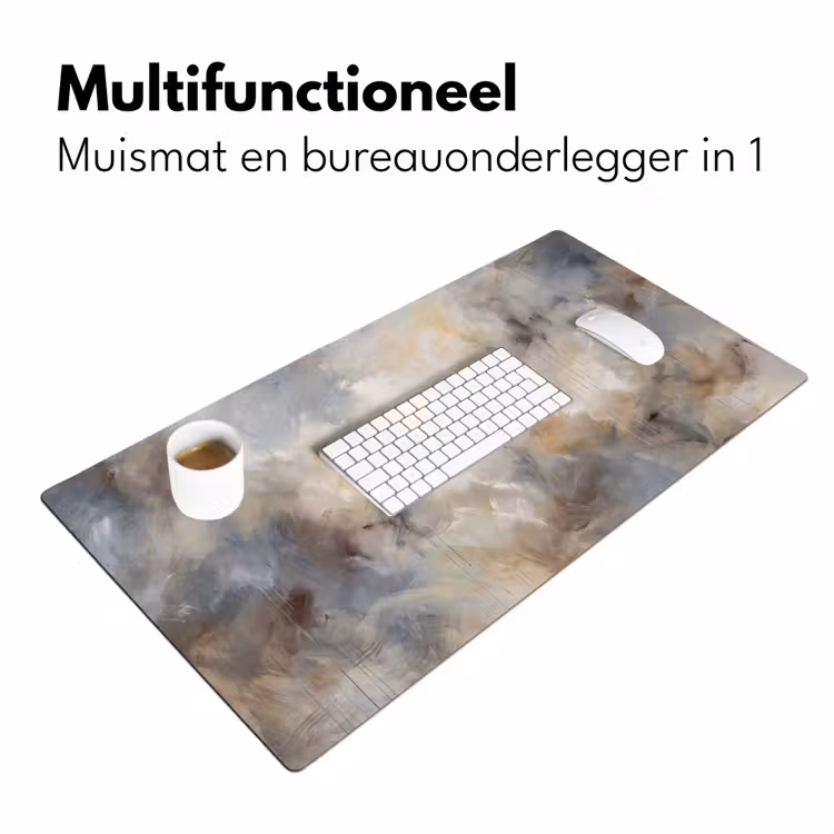 Abstract - Wolken - Sfeervol - Beige - Grijs Muismat XXL klein -sfeer4