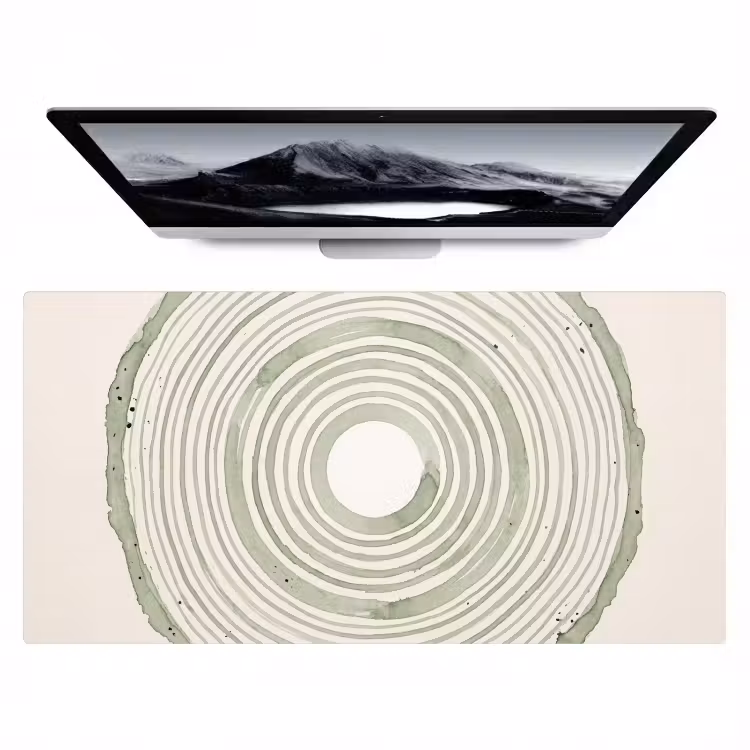 Abstractie - Cirkels - Waterverf - Groen - Modern Muismat XXL klein -zzz3d