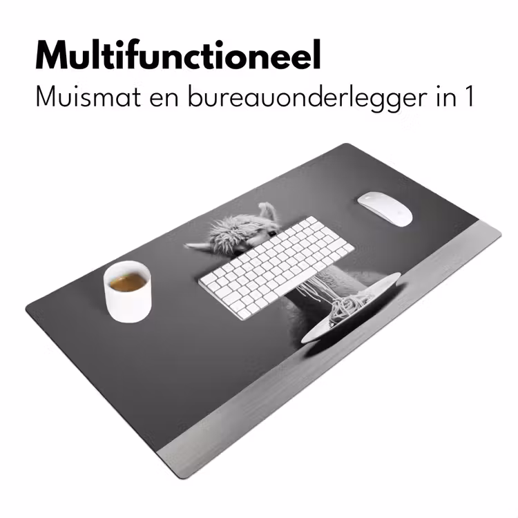 Alpaca - Pasta - Zwart - Wit - Grappig - Dieren Muismat XXL klein -sfeer4