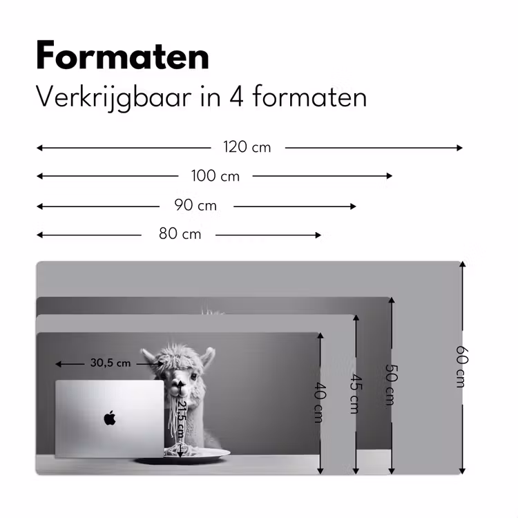 Alpaca - Pasta - Zwart - Wit - Grappig - Dieren Muismat XXL klein -sfeer5