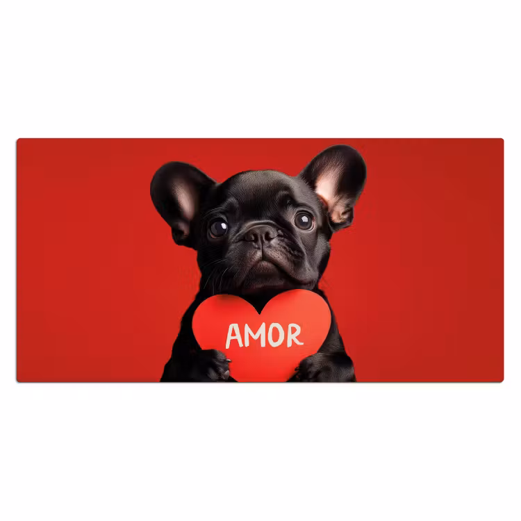 Amor - Hond - Hartje - Rood Muismat XXL klein -3d_leeg