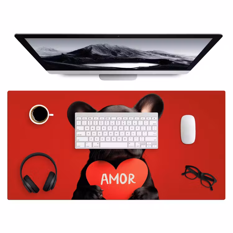 Amor - Hond - Hartje - Rood Muismat XXL klein -3d