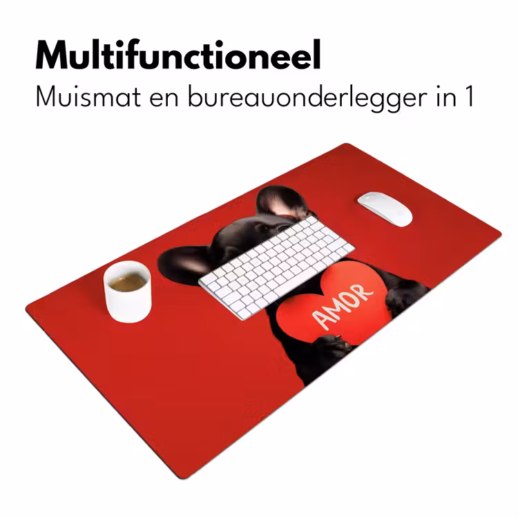 Amor - Hond - Hartje - Rood Muismat XXL klein -sfeer4