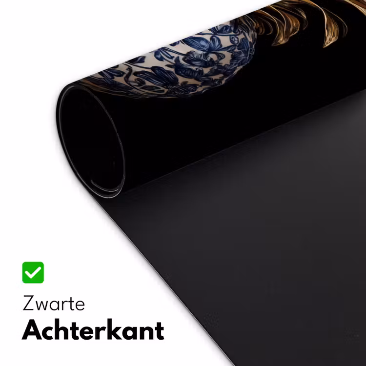 Ananas - Bloemen patroon - Goud - Delftsblauw Muismat XXL klein -sfeer2