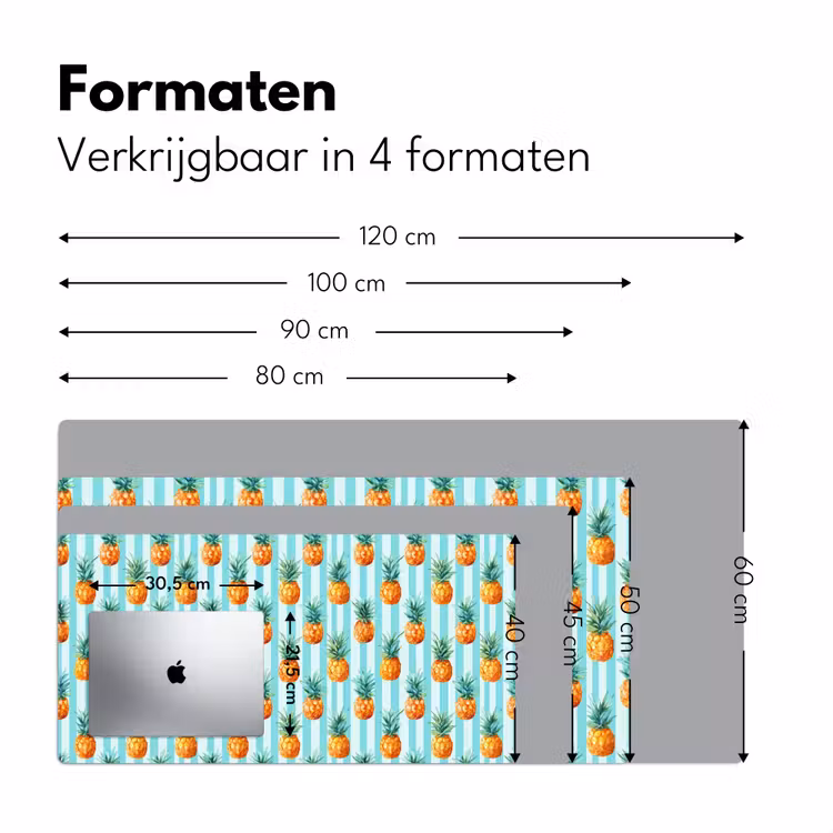 Ananas - Strepen - Groen Muismat XXL klein 681 -sfeer5