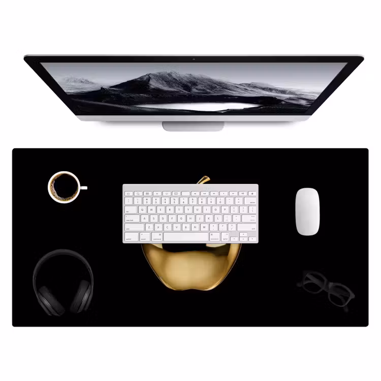 Appel - Goud - Chrome - Zwart Muismat XXL klein -3d