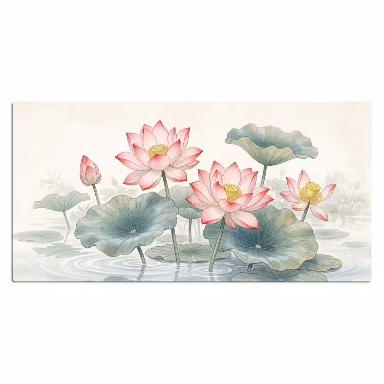 Aquarel - Lotusbloemen - Kleurrijk Muismat XXL klein -3d_leeg